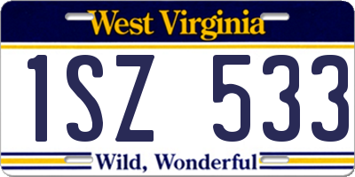 WV license plate 1SZ533