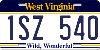 WV license plate 1SZ540