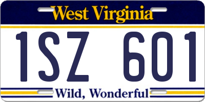 WV license plate 1SZ601