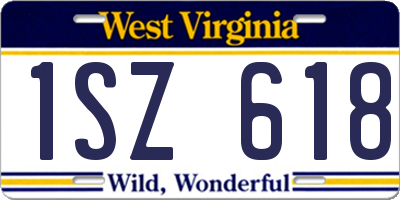 WV license plate 1SZ618