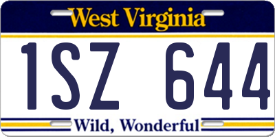 WV license plate 1SZ644
