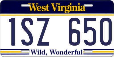 WV license plate 1SZ650