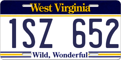 WV license plate 1SZ652
