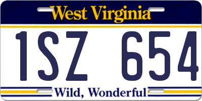 WV license plate 1SZ654
