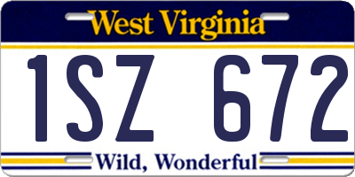 WV license plate 1SZ672