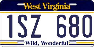 WV license plate 1SZ680
