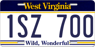 WV license plate 1SZ700