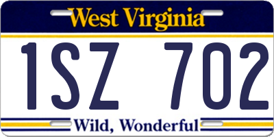 WV license plate 1SZ702