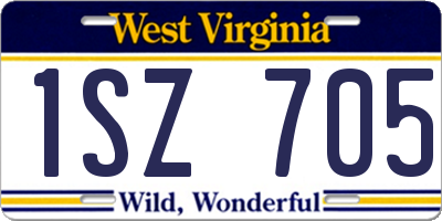 WV license plate 1SZ705