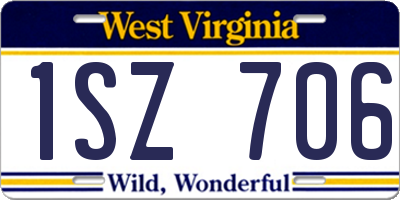WV license plate 1SZ706