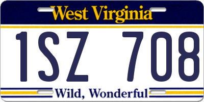 WV license plate 1SZ708