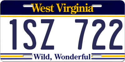 WV license plate 1SZ722