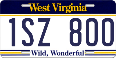 WV license plate 1SZ800