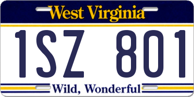 WV license plate 1SZ801