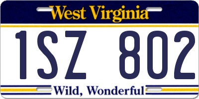 WV license plate 1SZ802