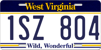 WV license plate 1SZ804
