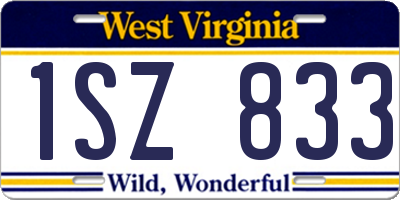 WV license plate 1SZ833