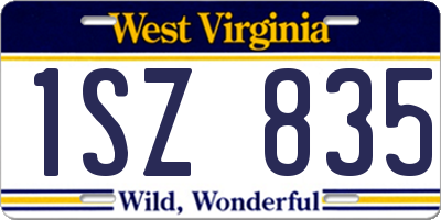 WV license plate 1SZ835