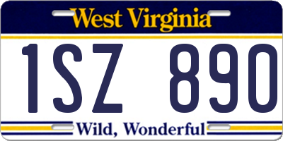 WV license plate 1SZ890