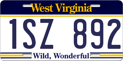 WV license plate 1SZ892