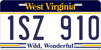 WV license plate 1SZ910