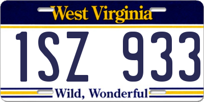 WV license plate 1SZ933
