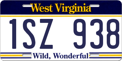 WV license plate 1SZ938