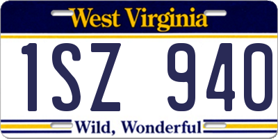 WV license plate 1SZ940