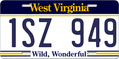 WV license plate 1SZ949
