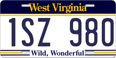 WV license plate 1SZ980
