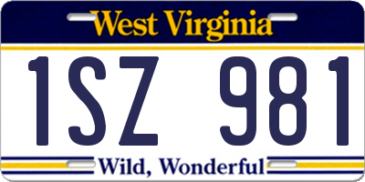 WV license plate 1SZ981