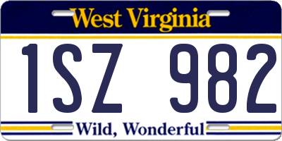 WV license plate 1SZ982