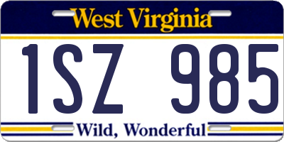 WV license plate 1SZ985