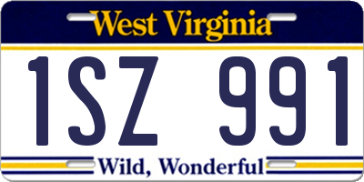 WV license plate 1SZ991