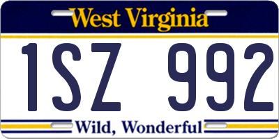 WV license plate 1SZ992