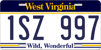 WV license plate 1SZ997
