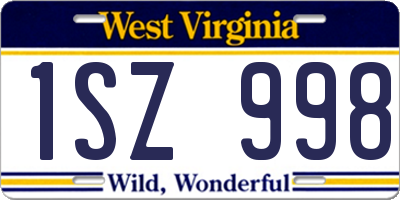 WV license plate 1SZ998