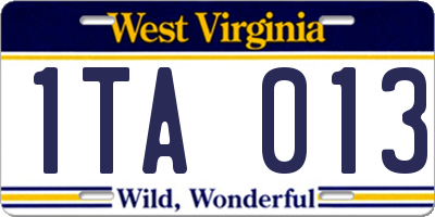 WV license plate 1TA013
