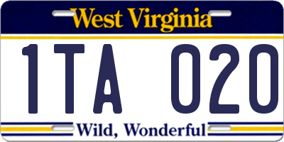 WV license plate 1TA020