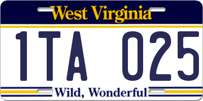 WV license plate 1TA025