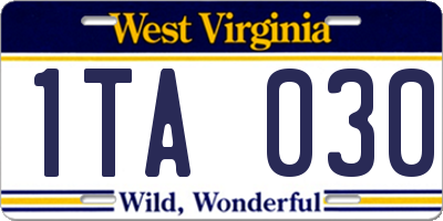 WV license plate 1TA030