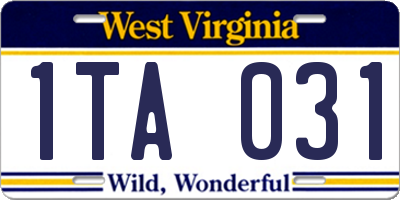 WV license plate 1TA031