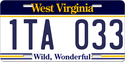WV license plate 1TA033