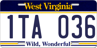WV license plate 1TA036