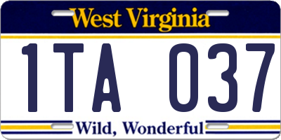 WV license plate 1TA037