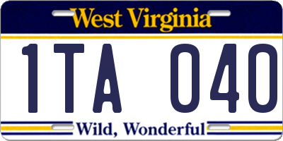 WV license plate 1TA040