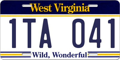 WV license plate 1TA041
