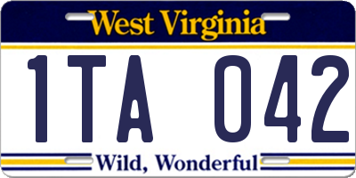 WV license plate 1TA042