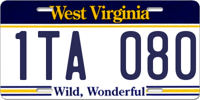 WV license plate 1TA080