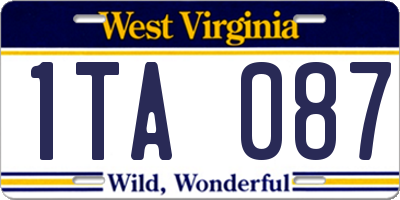 WV license plate 1TA087